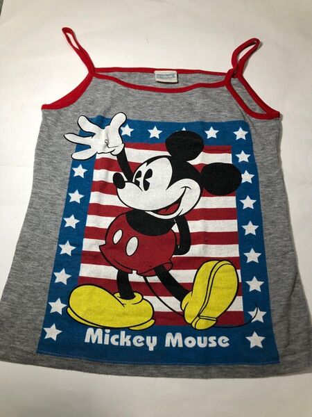 ミッキーマウス キャミソール タンクトップ アメリカ国旗 グレー 古着 レディース レア 平成レトロ