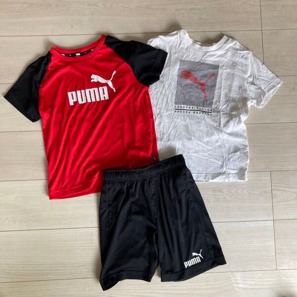 PUMA キッズ Tシャツセット 赤黒 130