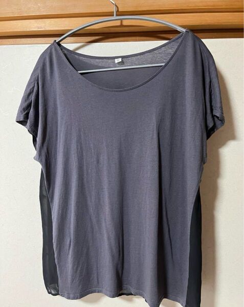 レディース トップス ユニクロ Mサイズ ブラウス ブラック シースルー グレー 半袖Tシャツ 半袖 Tシャツ ブラック