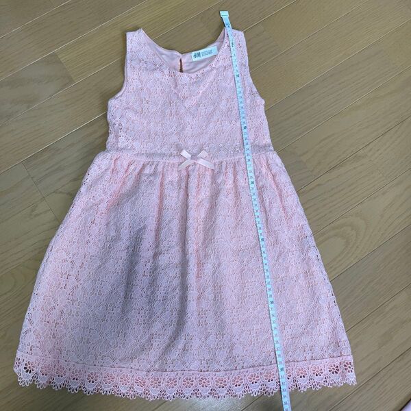 H&M ノースリーブワンピース レース ピンク 120 130cm かわいい オレンジ系
