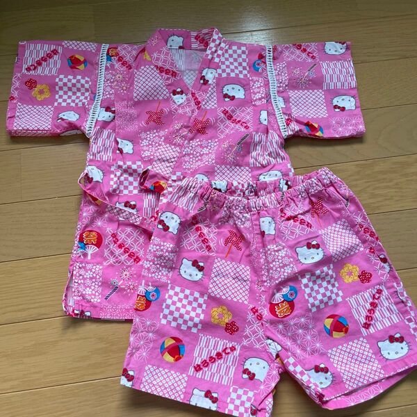 ハローキティ 甚平 95 ピンク系 かわいい 浴衣 女の子 サンリオ