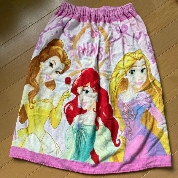 ディズニー プリンセス 巻きタオル ラップタオル 女の子 美品 水泳帽 ピンク 60cm