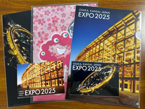 【新品5点】日本製 万博 限定 大屋根リング クリアファイル2種 ポストカード 2種 ミャクミャク 桜 クリアファイル 1枚 レア