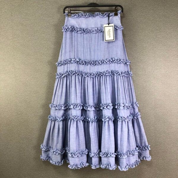 未使用品 Adonisis マイクロラッフルマキシスカート F ブルー
