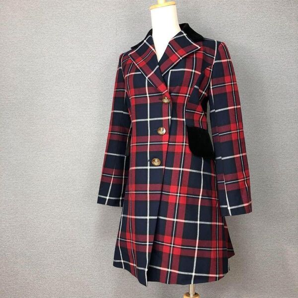Vivienne Westwood RED LABEL ベロア 赤チェック チェスターコート