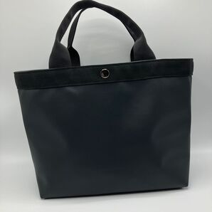 ハンドメイド ブラック フェイクレザー Mトートバッグ