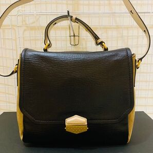 【美品】マークバイマークジェイコブス 2WAY ハンドバッグ ショルダーバッグ レザー ブラックベージュ