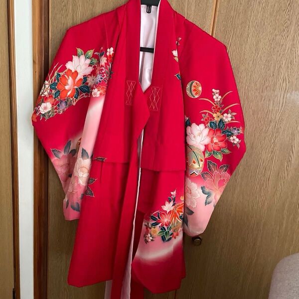 七五三 三歳 女児 被布 着物 赤