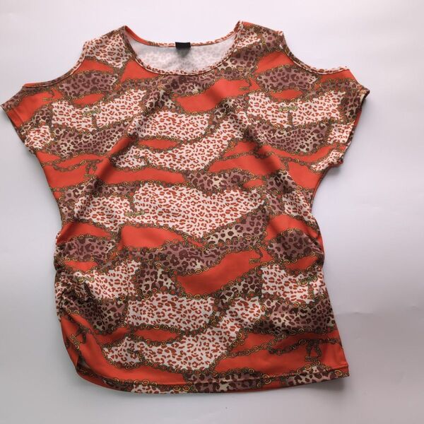 MJ DIVA トップス 肩あき 豹柄 Tシャツ フィットネス ズンバ ダンス 日本製