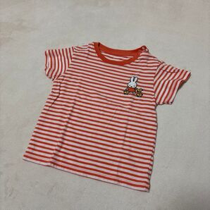 UNIQLO Tシャツ ボーダー 半袖 ミッフィー オレンジ キッズ 90
