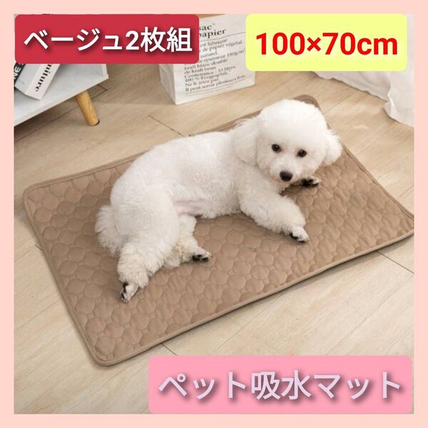 洗える ペットマット ペットシーツ トイレシート 防水 犬 猫 ベージュ2枚組