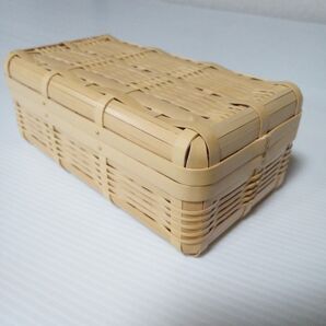 竹製 蓋付き収納ボックス 弁当箱(小長)