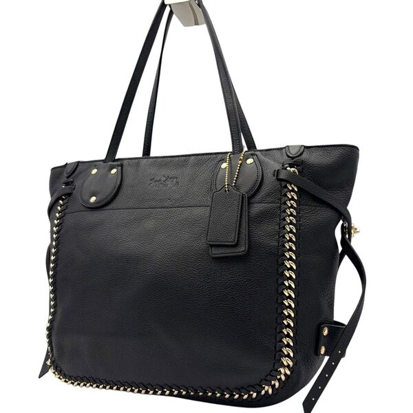 【美品】COACH コーチ レザー トートバッグ 肩掛け y2k ゴールド金具 ターンロック