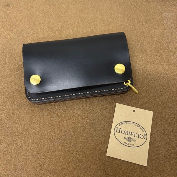 クロムエクセル トラッカーウォレット ミドル ハンドメイド ブラック 茶心 3層 HORWEEN