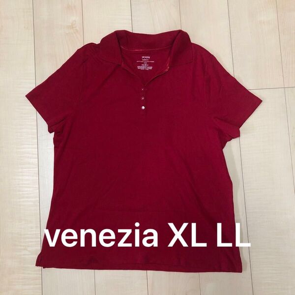 ヴェネツィア venezia ポロシャツ レッド レディース XL LL 半袖 赤