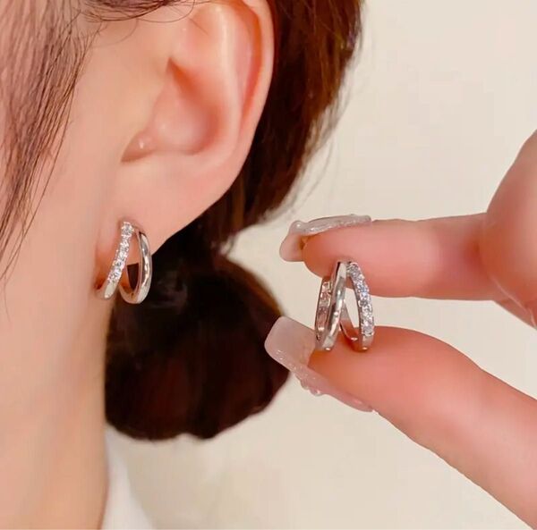 ピアス アクセサリー ジュエリー ギフト シルバー ストーン パーティー フープ