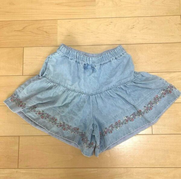 anyFAM デニムキュロットスカート 120 花柄 いちご柄