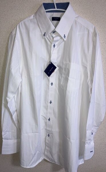 【未使用タグ付き】ビジネスシャツ ワイシャツ カッターシャツ 長袖 カジュアル メンズ