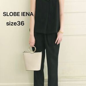 【SALE】SLOBE IENA スキッパー ノースリーブ オールインワン サロペット 36 ブラック 黒