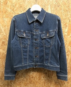 Wrangler Wrangler M lady's Denim jacket Tracker jacket plain long sleeve both . pocket button stop cotton × polyurethane blue group 