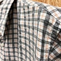 converse コンバース M メンズ クレープシャツ シアサッカー チェック柄 胸ポケット ボックスカット 半袖 綿100% 白×オレンジ×グレー×緑_画像3
