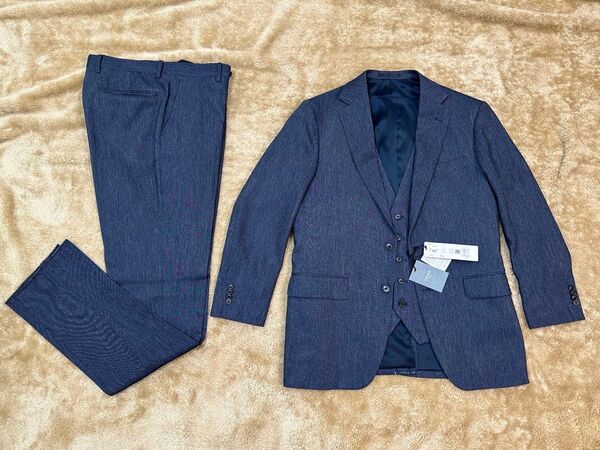 未使用 定価41,800円 スーティスト セットアップ スーツ デニム調生地 スリーピース SUITIST タカキュー TAKAQ