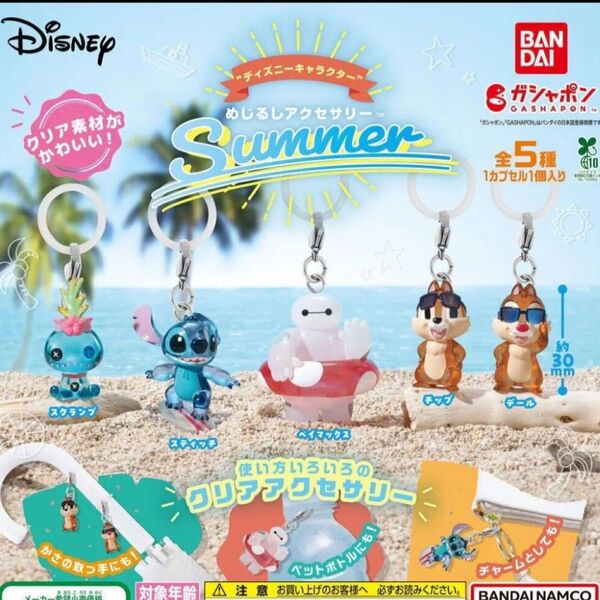 ディズニーキャラクター めじるしアクセサリー SUMMER コンプリート コンプ ガチャ ガチャガチャ
