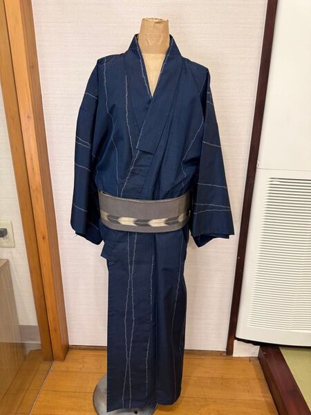 男物 綺麗な紺色 小柄 リメイク用 昭和レトロ