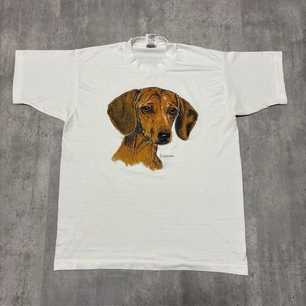 90s カナダ製 アニマル 犬 ダックスフンド Tシャツ ヴィンテージ J. Wissmann