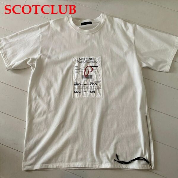 SCOT CLUB★美品★白 半袖 ロング Tシャツ カットソー スコットクラブ ホワイト クルーネック トップス 白