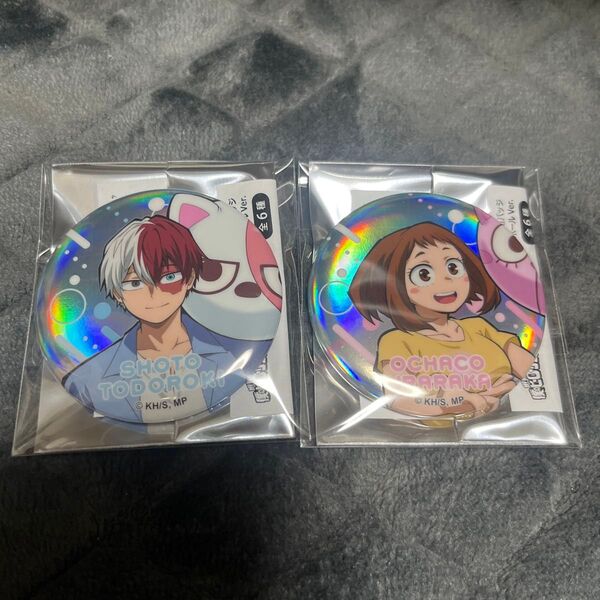 僕のヒーローアカデミア 缶バッジ アニマルビーチボール ver 轟焦凍&麗日お茶子セット