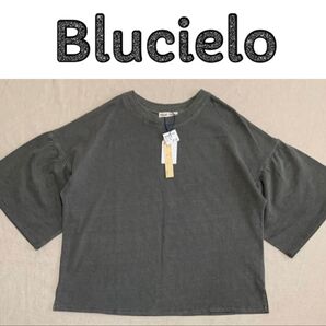 (新品)ブルーチェロ Blucielo ピグメント袖フレアTシャツ ナチュラン