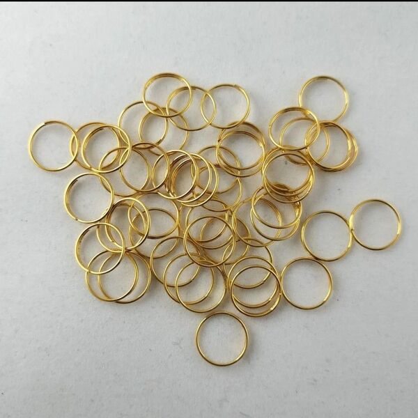 50個入り 12mm ステンレススチールリング チェーンコネクター アクセサリー パーツ ゴールド