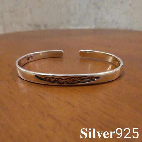 シルバー バングル ブレスレット SILVER SV925 アクセサリー フェザー 羽 メキシカン