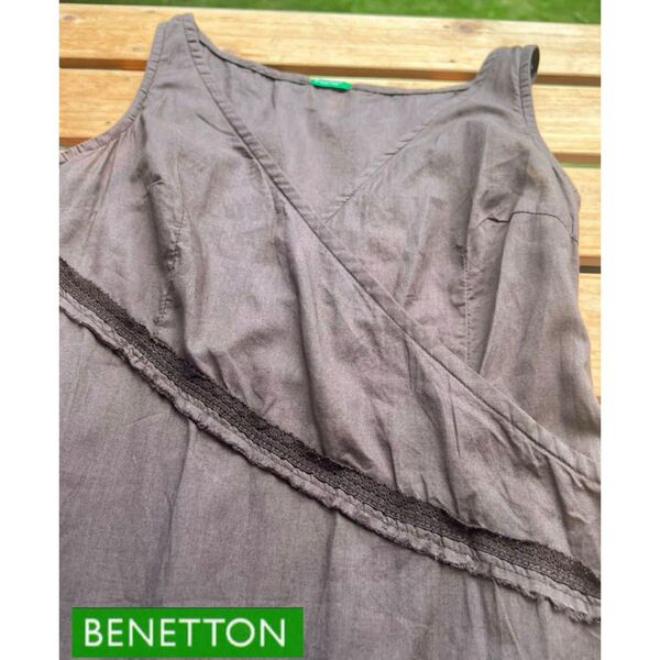 BENETTON ノースリーブワンピース ブラウン XS 希少 レア 夏ワンピ