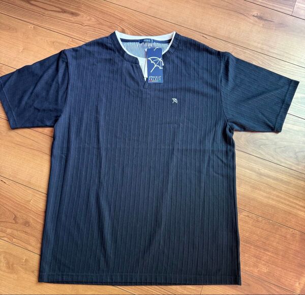 【新品】アーノルドパーマー メンズ トップス 半袖 重ね着風 Tシャツ L ブラック
