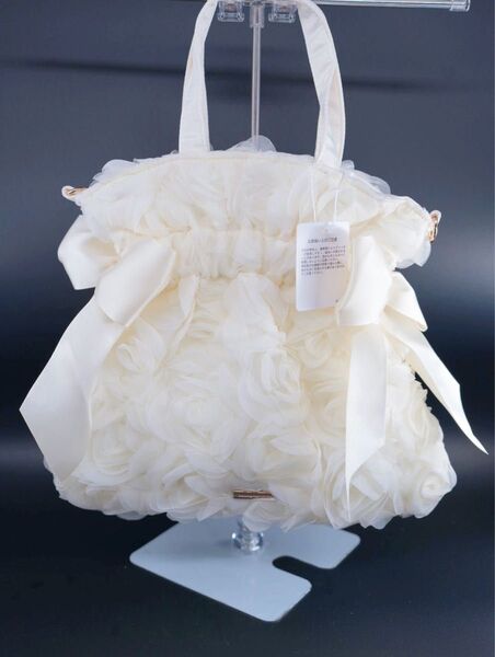 Maison de FLEUR チュールローズダブルリボン2Wayトートバッグ アイボリー