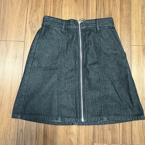 ブラックデニム スカート ジッパー付き ミニスカート デニム
