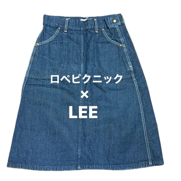 ロペピクニック LEE コラボ デニム スカート インディゴブルー M 38 ひざ丈 膝丈 ロングスカーデニムスカート
