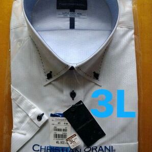 青山 高品質 ワイシャツ ビジネスシャツ 形態安定 3L 大きいサイズ 45 半袖 Yシャツ クールビズ クリスチャンオラーニ 綿