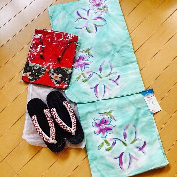 新品 お花柄 下駄 23~25 浴衣に