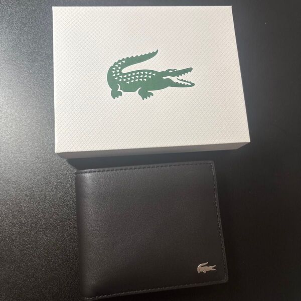 財布 二つ折り 二つ折り財布 小銭入れ レザー ブラウン ラコステ LACOSTE