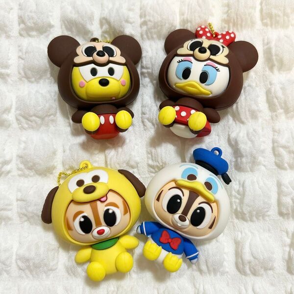 ディズニー ミッキー&ミニー プルート ドナルド デイジー チップ&デール シリコンキーホルダー セット かぶりもの
