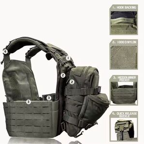 プレートキャリア 強度1000D マガジンポーチ ハイドレーションバックパック その他色々付属