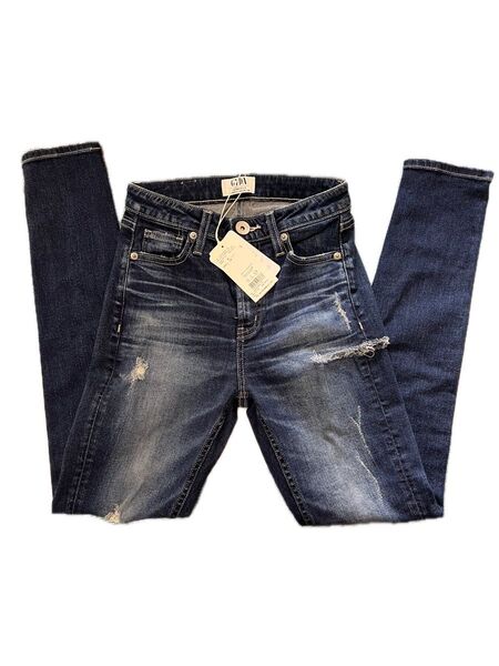 GYDA ミドルウエストSIDE RIPPED スキニーデニムパンツ インディゴ Mサイズ 新品タグ付き