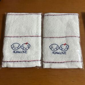 RUN&LOVE ハンドタオル 2枚セット ホワイト 池田泉州銀行 ファミリアノベルティタオル