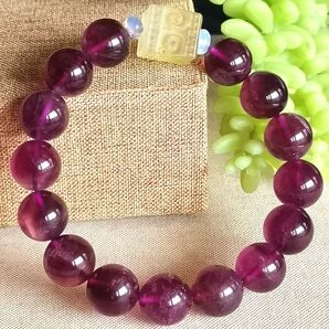 高品質【美品・濃いピンク色】天然石ピンクフローライト約12.2㍉デザインブレス