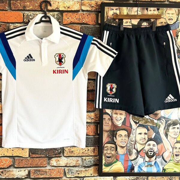 美品 サッカー 日本代表 移動着 ポロシャツ ハーフパンツ adidas セットアップ アディダス ウェア ユニフォーム
