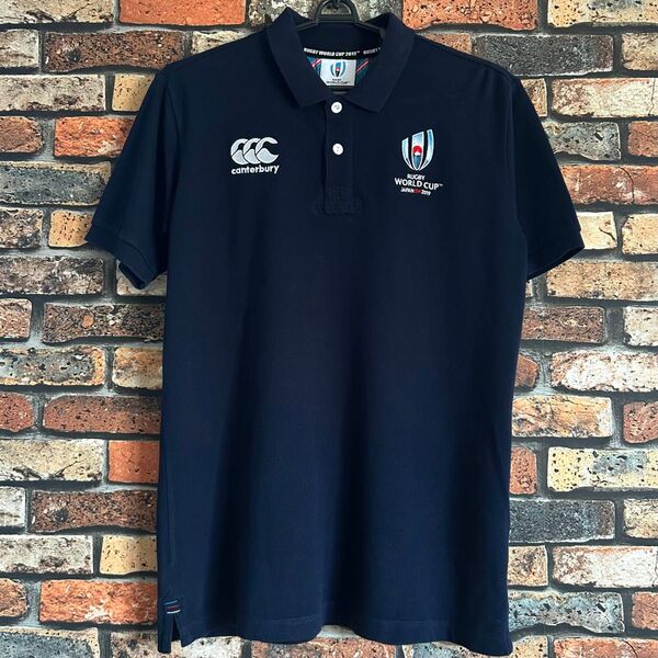 美品 RUGBY WORLD CUP 2019 ポロシャツ Canterbury ラグビー ラガーシャツ カンタベリー ネイビー
