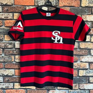 福岡 ソフトバンクホークス Tシャツ majestic ユニフォーム ボーダー SoftBank HAWKS 野球 ベースボール